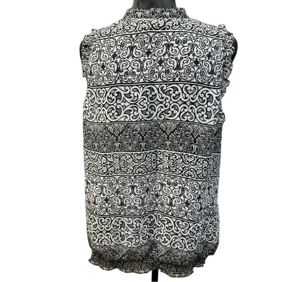 White House Black Market Flowy Ruffled Blouse with Cinched Waist, Size XL - Picture 2 of 5